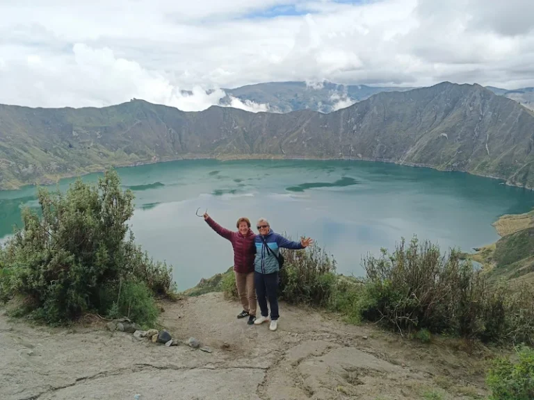 Breathtaking view of the emerald Quilotoa crater lake during a tour in Ecuador