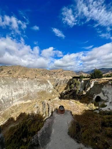 Panoramic view of the 40-meter-high Toachi River Canyon during a private quilotoa tour from quito to Baños.