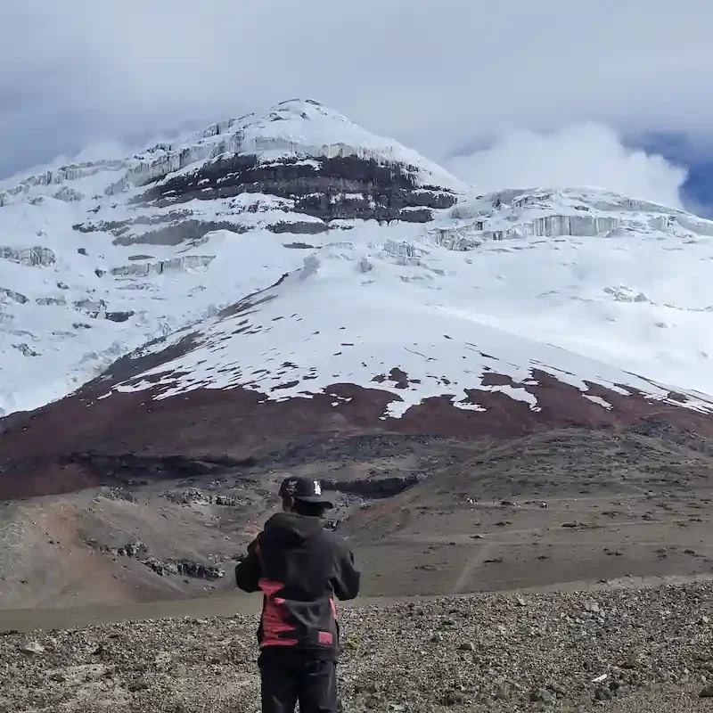 Group of happy international travelers exploring Cotopaxi National Park on a premium Ecuador tour