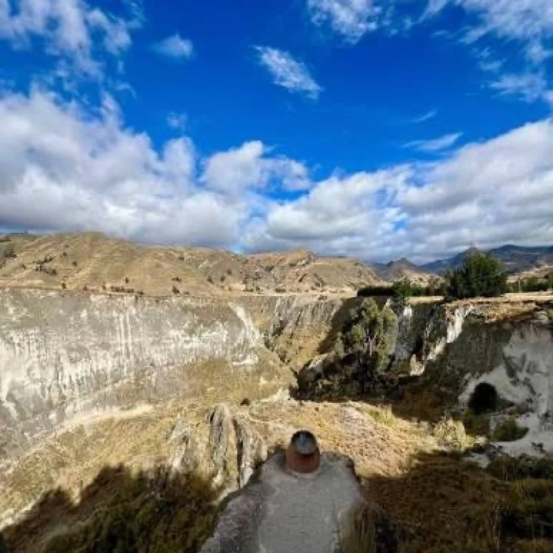 Panoramic view of the 40-meter-high Toachi River Canyon during a private quilotoa tour from quito to Baños.