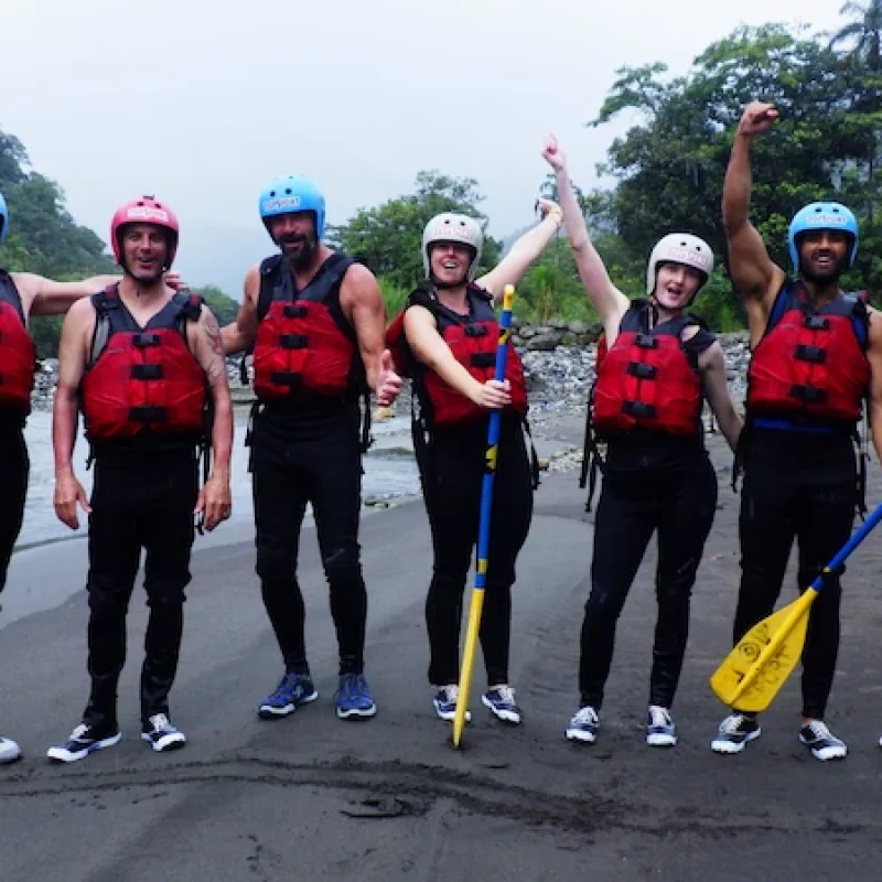 High-quality professional wetsuits, life jackets, and helmets ready for a secure river descent